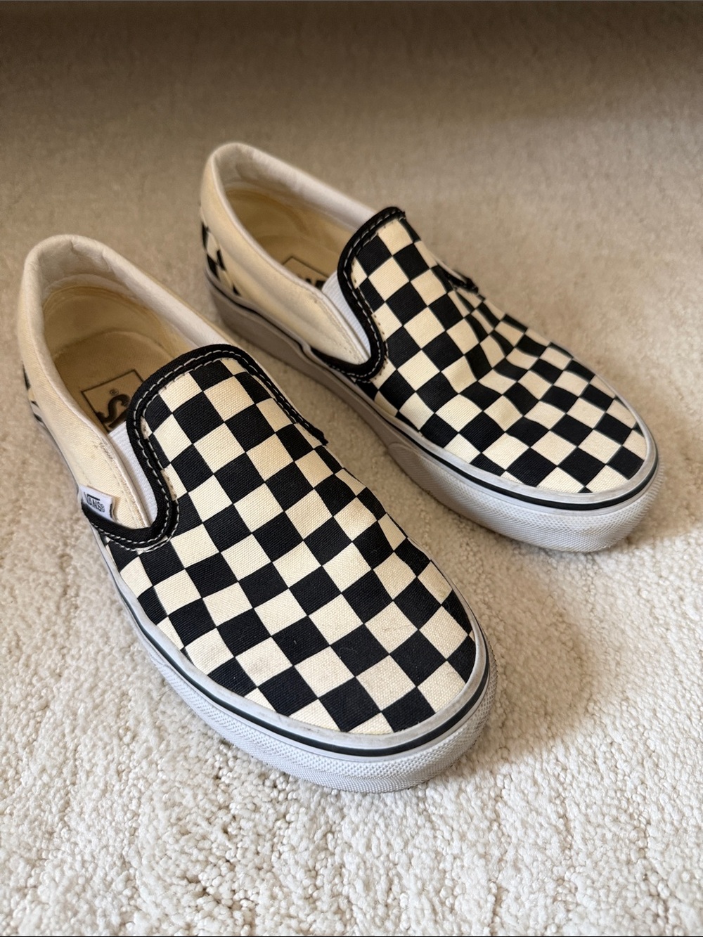 Vans Checkerboard Slip-On Sneakers in Black and White